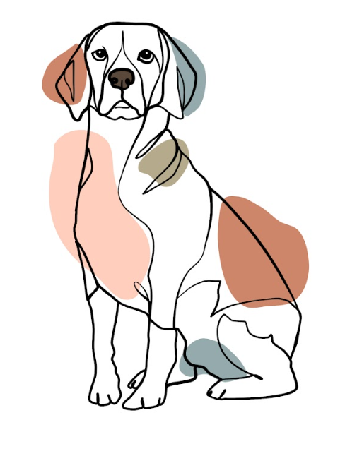 Line Art Framed Dog Full Body
