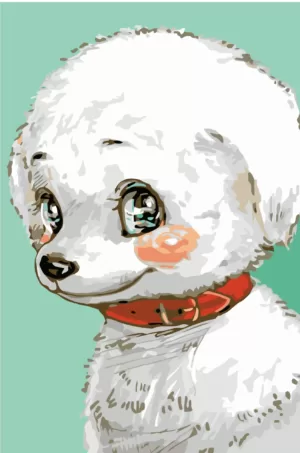White Smiling Puppy - Paint by Numbers
